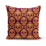 Magenta Orange Skulls Pillow Cover