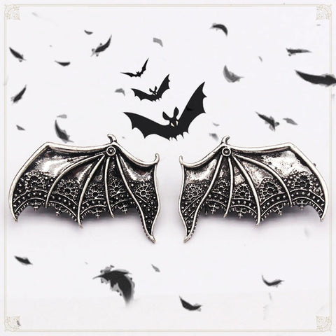 Vintage Matte Black and Silver Vampire Bat Wings Hair Clips